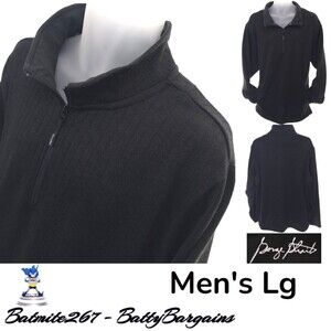 Wrangler George Strait Men's L Black L/S 1/4 Zip Sweater Pullover Pockets